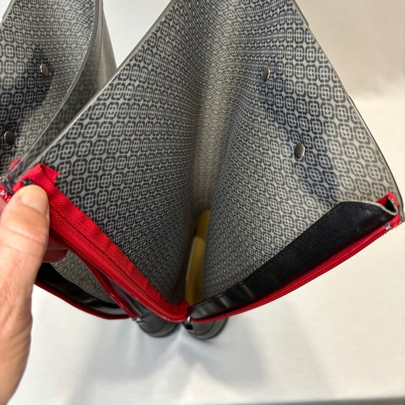 Black Micro-Pattern Knee High Rain Boots Red Zipper Women's EU 39 (US 8.5–9) - Picture 6 of 9